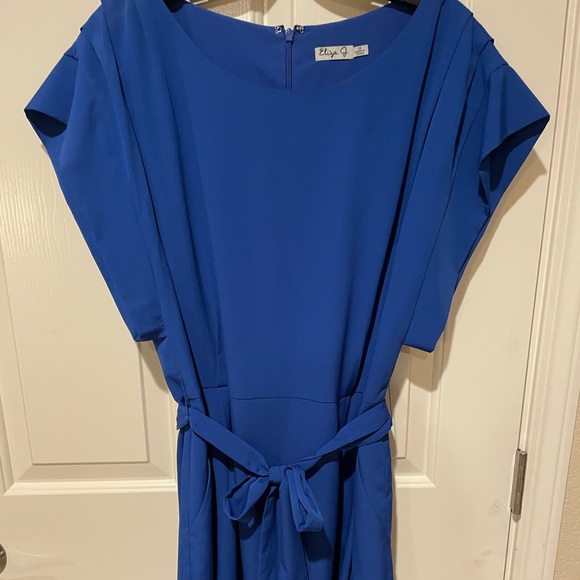 Eliza J Dresses & Skirts - Eliza J Womens 14 Short Sleeve Belted Mini Shirt Dress With Pockets Royal Blue